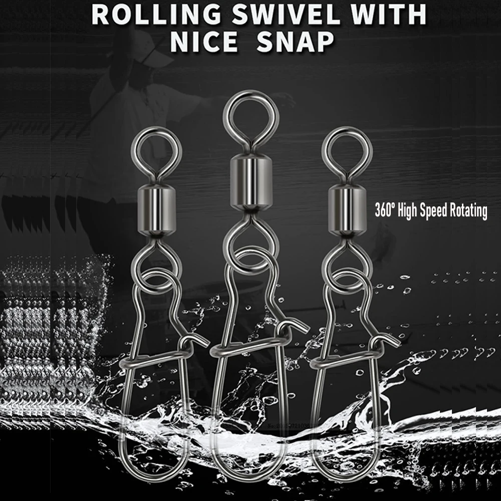 WIFREO-accesorios de pesca de Lucio, Conector de rodamiento giratorio de acero inoxidable, anzuelo a presión, señuelo, aparejos giratorios - imagen 5
