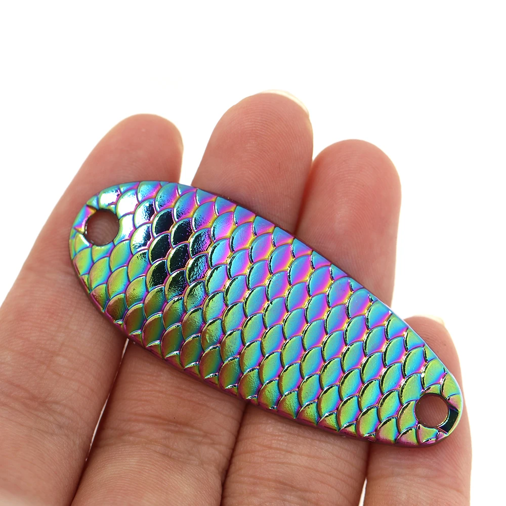 ICERIO-cucharas de arrastre con patrón de escamas de pescado, cebo duro con acabado de níquel, Kastmaster señuelo de pesca, anzuelo de plantilla, Lucio, trucha, 3 uds. - imagen 4