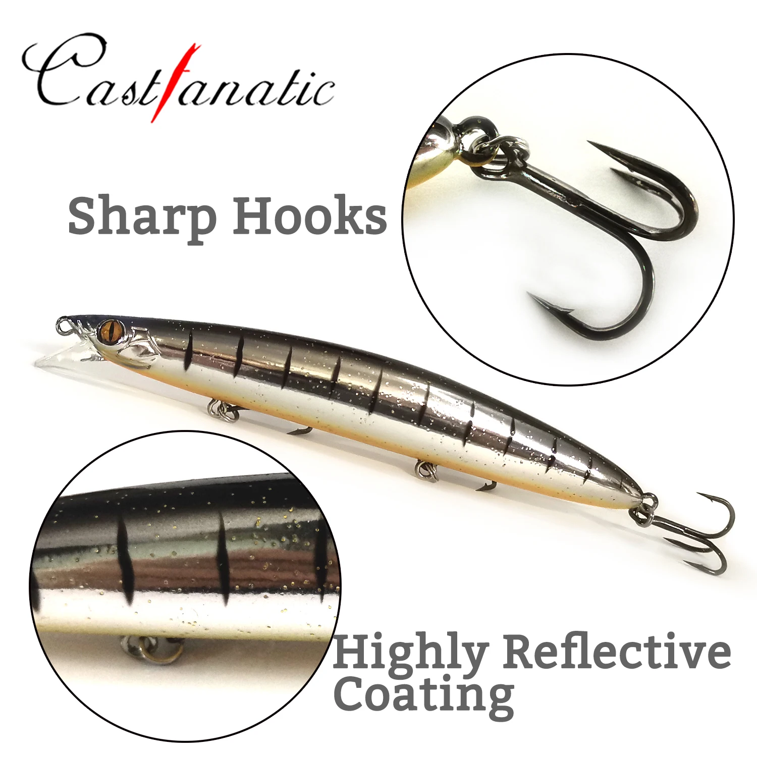 Castfanatic HOUND125F Glide 19g Jerkbait Pesca en el señuelos de pesca mar pez plano Minnow flotante 125mm Peso de tungsteno Agua salada Big Game Baits - imagen 5