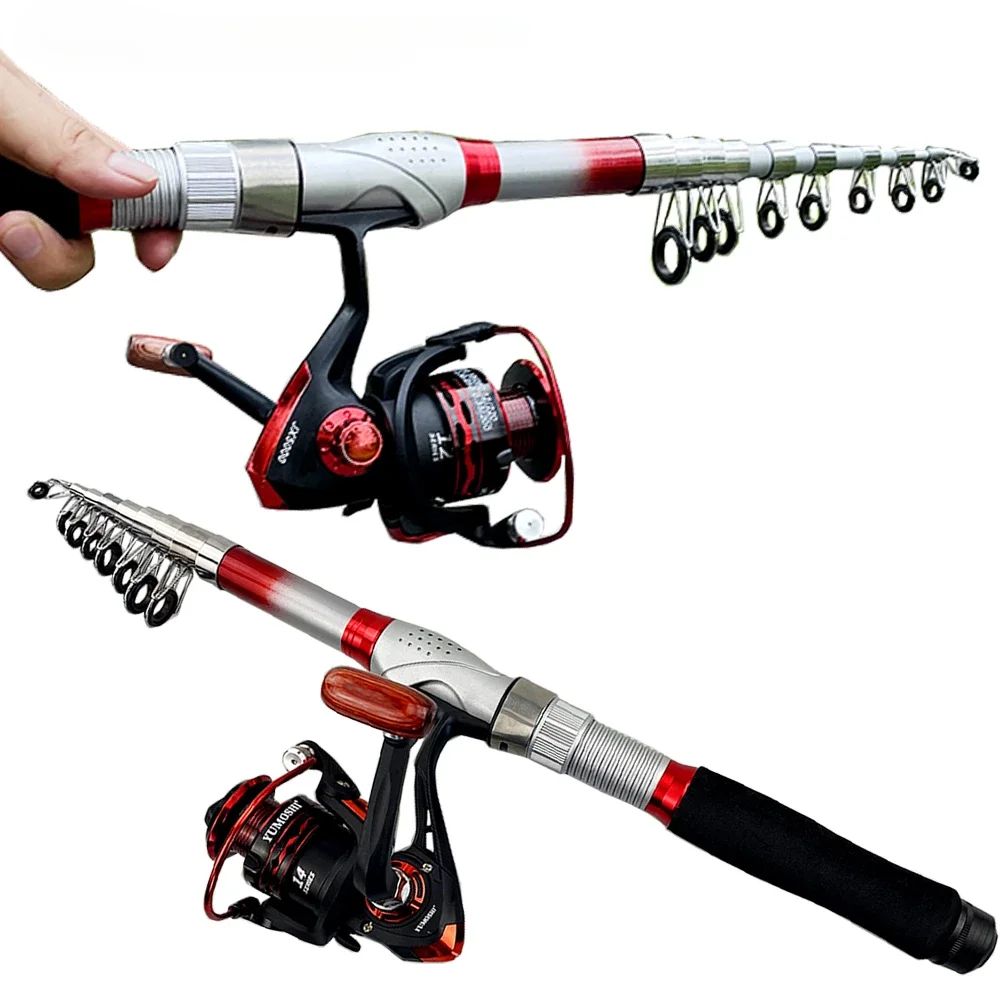 Juego de caña de pescar giratoria y carrete de Metal, kit de agua dulce y salada con flotador de cebo de línea, Pole1.8-3,6 m - imagen 2