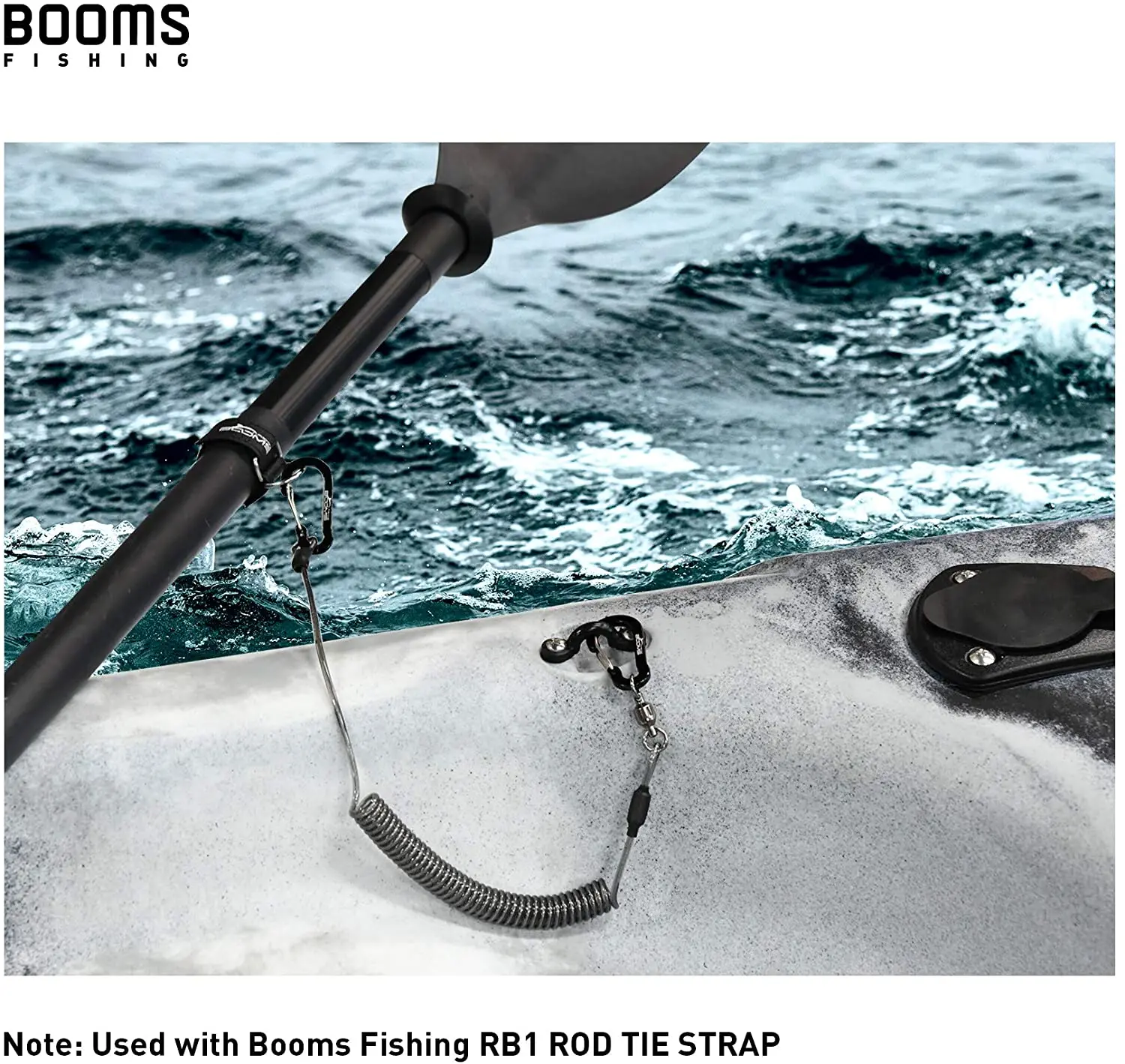 Booms Fishing T02RB1 caña de pescar, correa para barco, Kayak, paleta, 2M, cordón elástico resistente para herramientas de pesca, correa para cañas, 4 unids/set - imagen 3