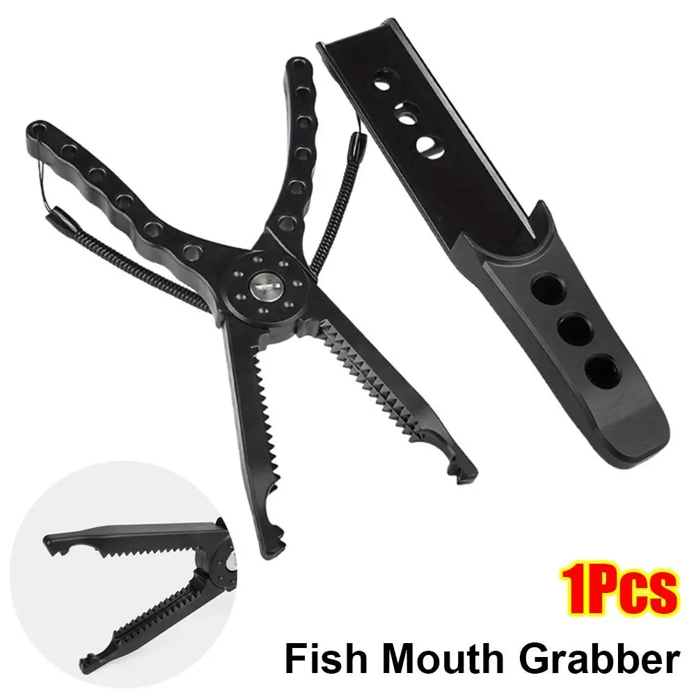 1 Stuks Nieuwe Skidproof Vis Mond Grabber Verstelbare Touw Metalen Vis Lip Klem Platte Pincet Visgerei Tool