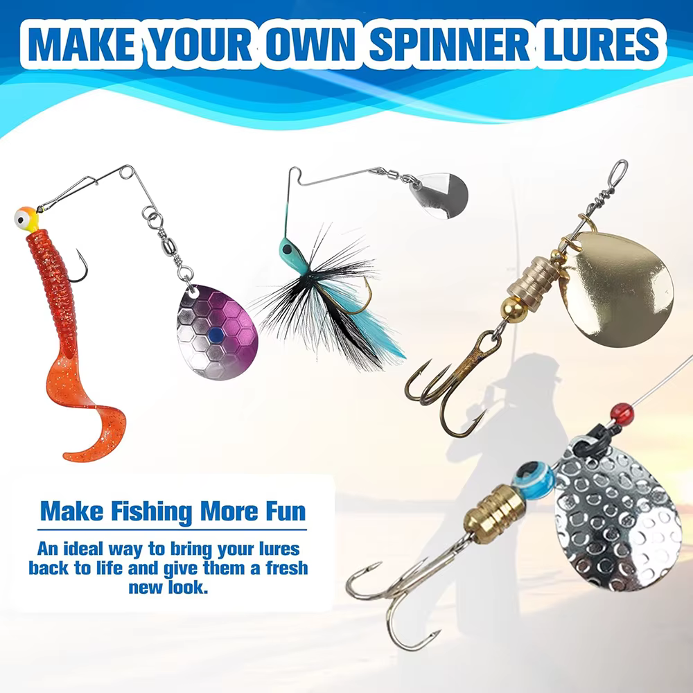 Spinnerbait: piezas para lubina con eje alambre y hojas giratorias