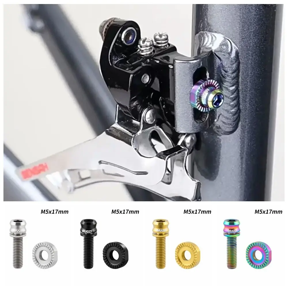 MUQZI-Juego de tornillos de fijación para rueda delantera de bicicleta de carretera, arandela de media luna curvada, aleación de titanio, ultraligera, M5 x 17mm - imagen 2