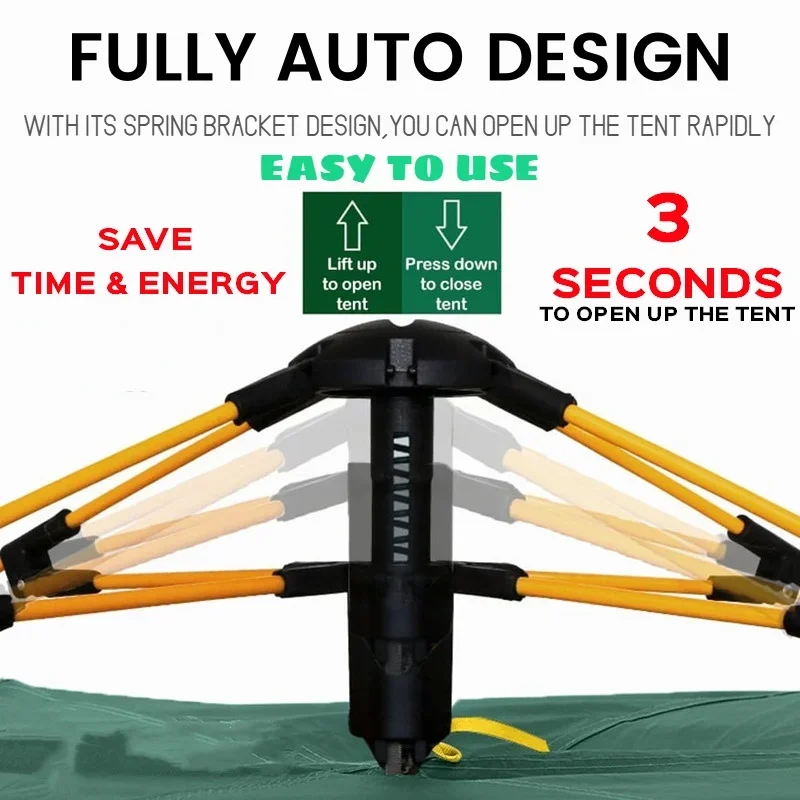 Goture-tienda de campaña plegable portátil para 3-4 personas, impermeable, automática, para exteriores, 210x200x135cm - imagen 4