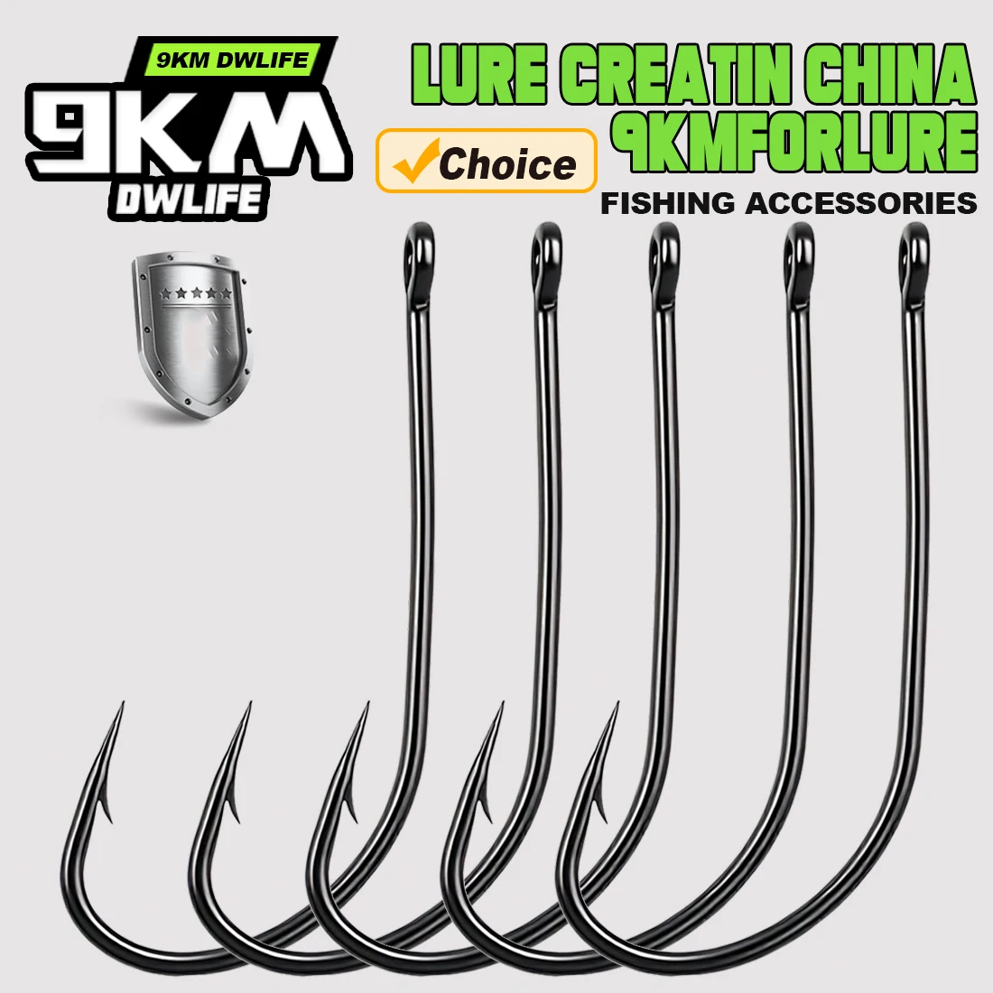 Anzuelo de pesca de vástago largo de 9KM, 50 Uds., señuelo de pesca, anzuelo de cebo, anzuelo de gusano