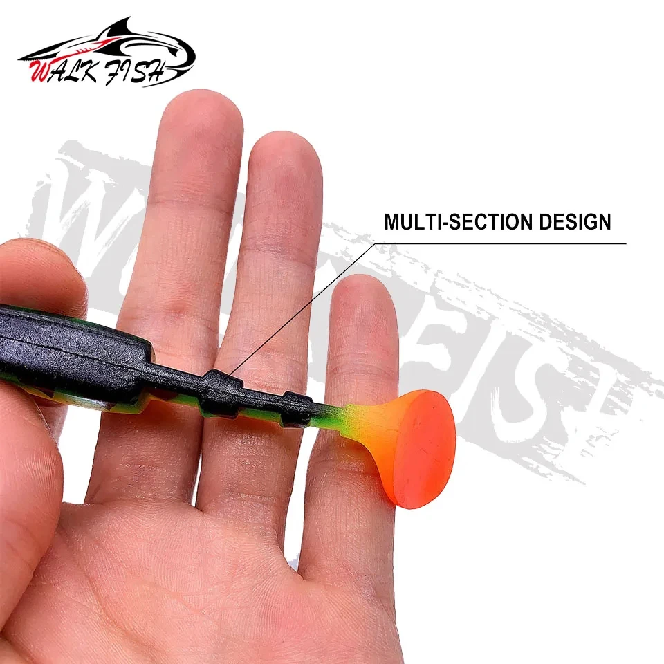 WALK FISH-Señuelos blandos de 10cm, 10,3g, cola en T, cebos blandos para pesca, sábalo de doble Color, Wobblers artificiales de silicona para lubina, 3 uds. - imagen 5