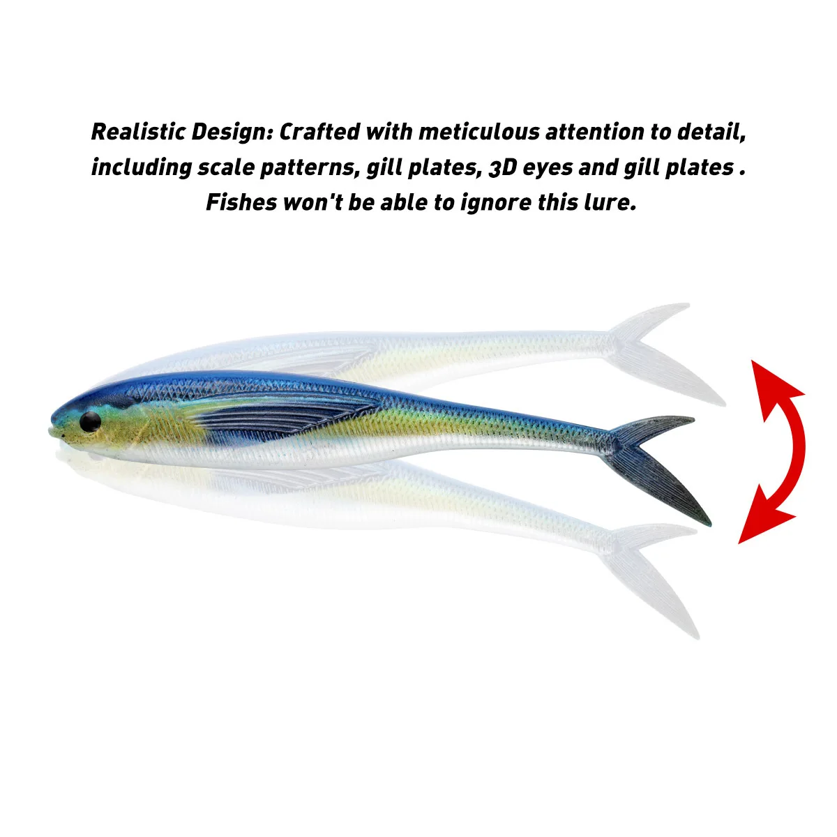 Mar Yolo-señuelo de agua que se hunde, cebo suave de cola de horquilla, perca de cebo biomimético 3D, equipo de pesca, 12cm, 10,5g - imagen 3