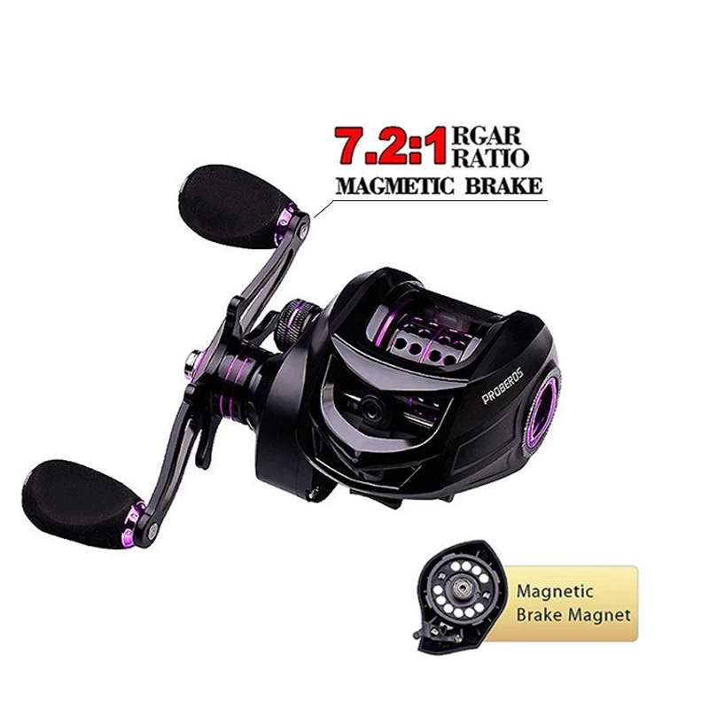 Carrete de Pesca ultraligero de fundición larga 7,2: 1, carrete de alta relación de engranaje, rueda de carrete de Metal de arrastre máximo de 10KG para Pesca de carpa lubina