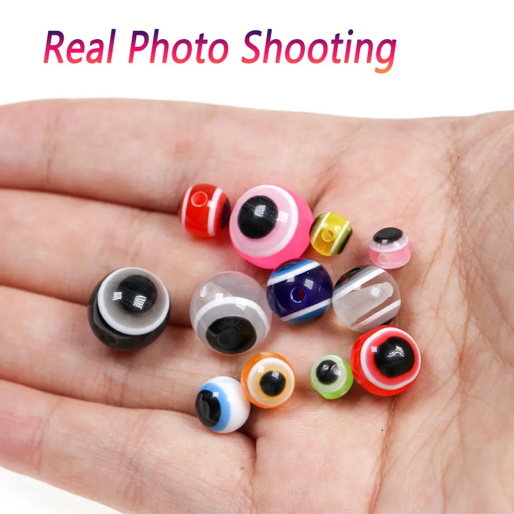 Bimoo 50 Uds 6mm ~ 12mm señuelo de pesca cuentas de ojo redondo cuentas de aparejo de pesca para aparejos de Texas Carolina Rigs Fluke Rigs Slip Bobber Rigs - imagen 5