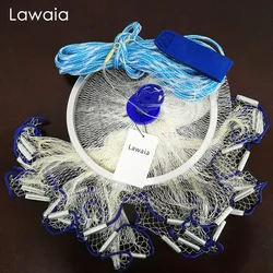 Lawaia-redes de pesca de nailon blanco, Red de fundición a mano, diámetro de 240cm-480cm, malla pequeña, colgante de hierro, red para exteriores