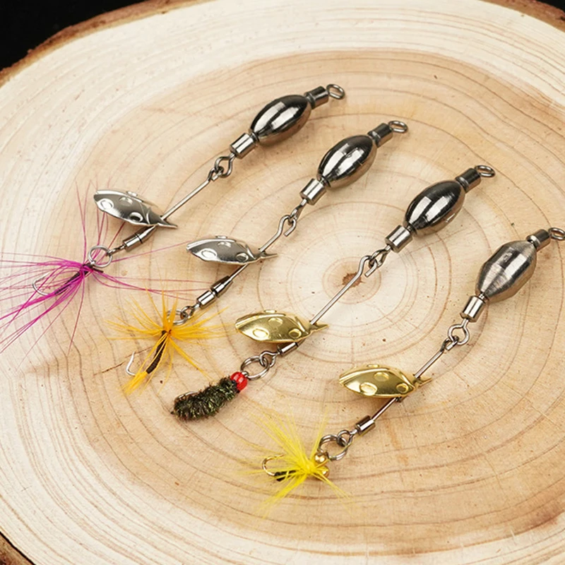 Señuelo de pesca con mosca de trucha, juego de cebos artificiales secos y húmedos con giradores, lanzador de cuchara para trucha, 5 piezas - imagen 5