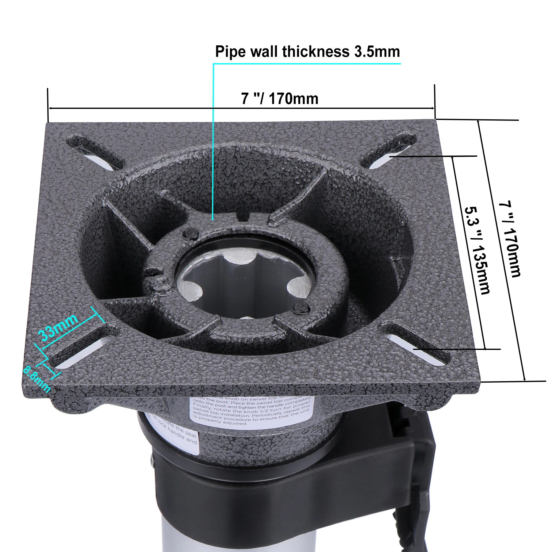 Base de asiento de barco, soporte de Pedestal de aleación de aluminio, ajuste Manual marino, Base de elevación - imagen 5