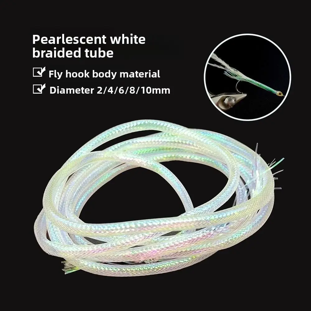 Señuelo blanco perla, cebo para peces, 2mm, 4mm, 6mm, 8mm, 10mm, 14,5mm, tubos trenzados con Flash, tubo de pesca Maylor, tubo Maylor con perlas para pesca con mosca - imagen 4