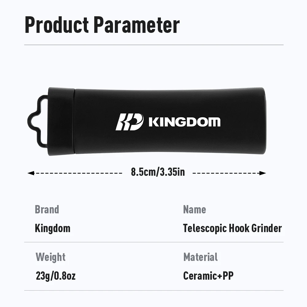 Kingdom-amoladora de anzuelos telescópica portátil, 23g, 8,5 cm, herramienta para afilar anzuelos al aire libre, accesorios de pesca, sal, agua dulce - imagen 3