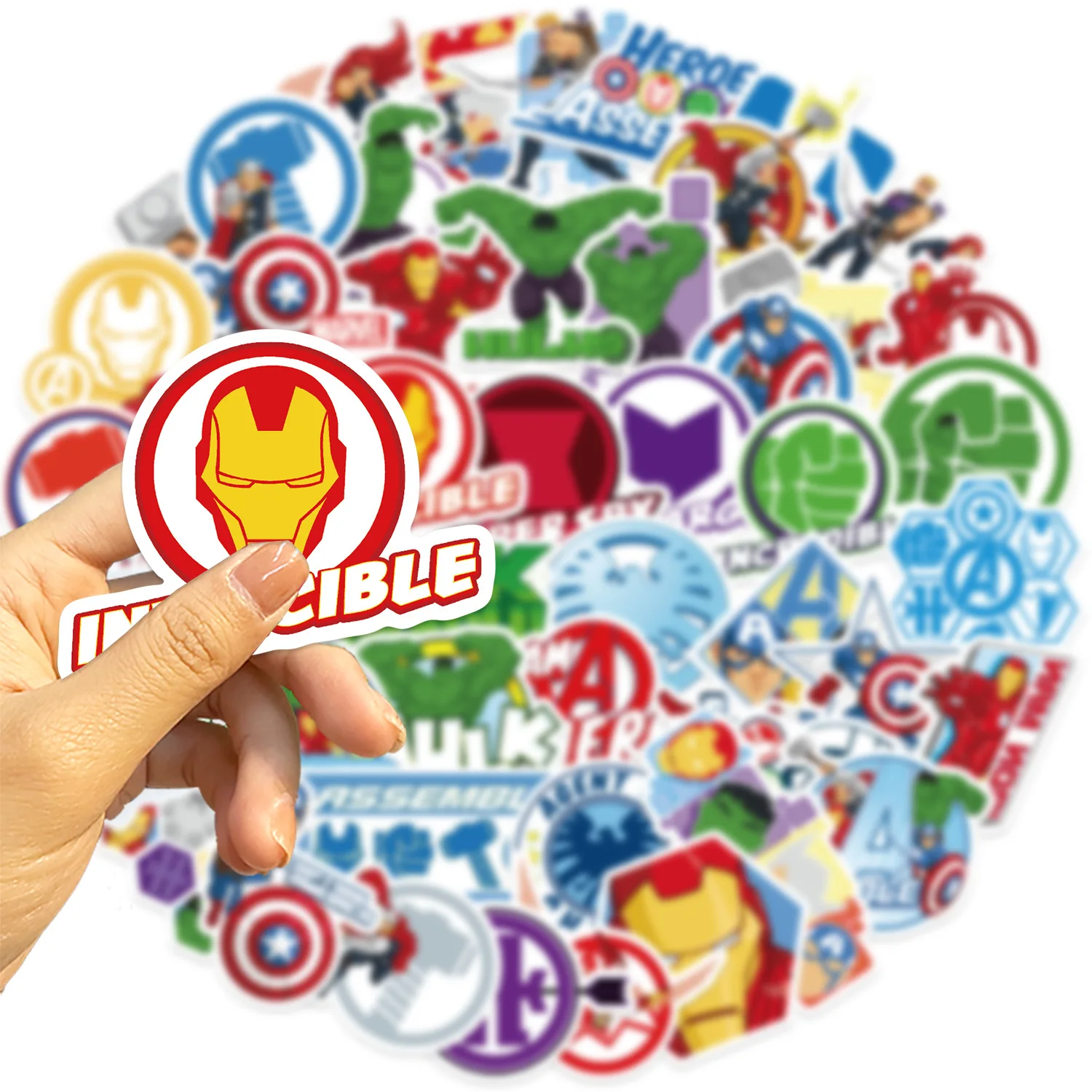 50 Uds. De pegatinas de ensamblaje de héroes de la película de Marvel de Disney, pegatinas impermeables para teléfono, portátil, equipaje, guitarra, cuaderno - imagen 5