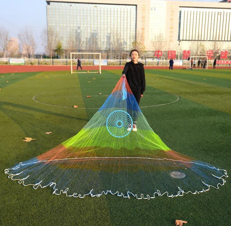 Lawaia red fundida con colgante de acero para exteriores, línea trenzada, red de pesca con anillo azul de plástico grande, 3m - imagen 2