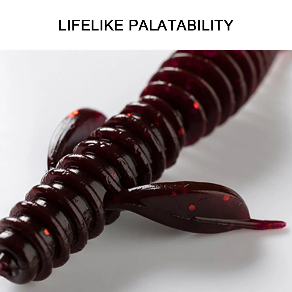 Señuelos blandos de plástico de 6,2 CM y 1,6G, cebos flotantes de silicona, cebo de gusano blando de agua dulce, cebos de Pesca de lubina y mandarina, 12 piezas - imagen 3