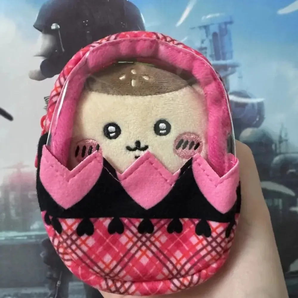 Lindo pequeño huevo de Pascua muñeca bolsa transparente en forma de huevo colgante patrón a cuadros titular de la insignia multiusos - imagen 4