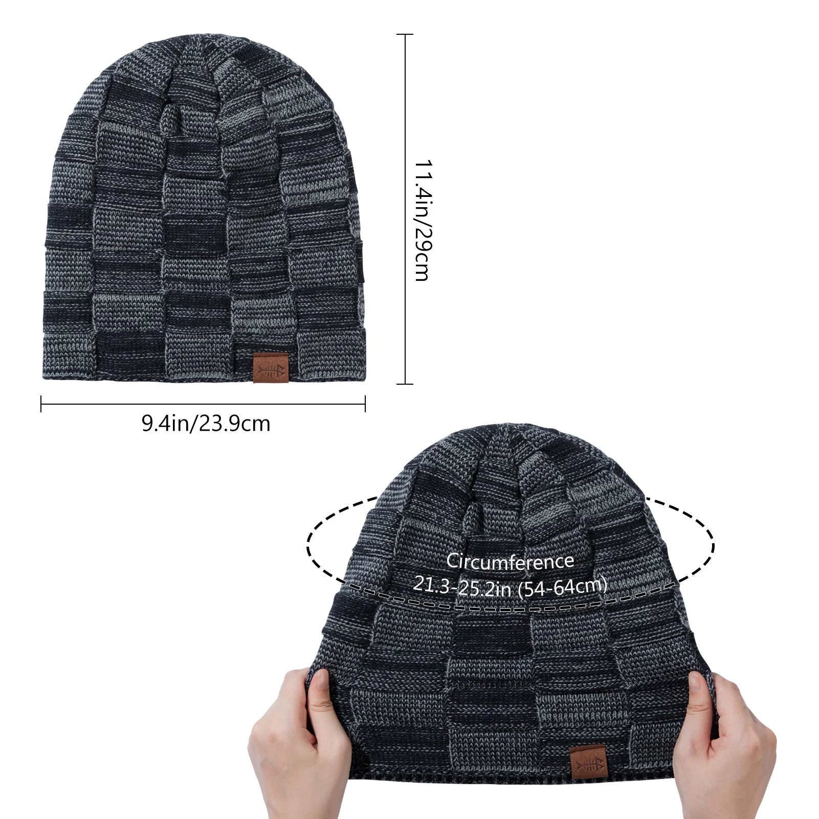 BASSDASH Gorros holgados de invierno Gorro de calavera con forro polar grueso para hombres y mujeres Gorro de punto cálido - imagen 3