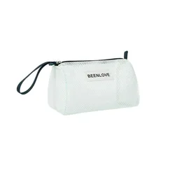 Bolsa de malla de playa de gran capacidad, bolsa ligera de mano con cremallera para cosméticos, bolsa de maquillaje de malla transpirable reutilizable, gafas de natación