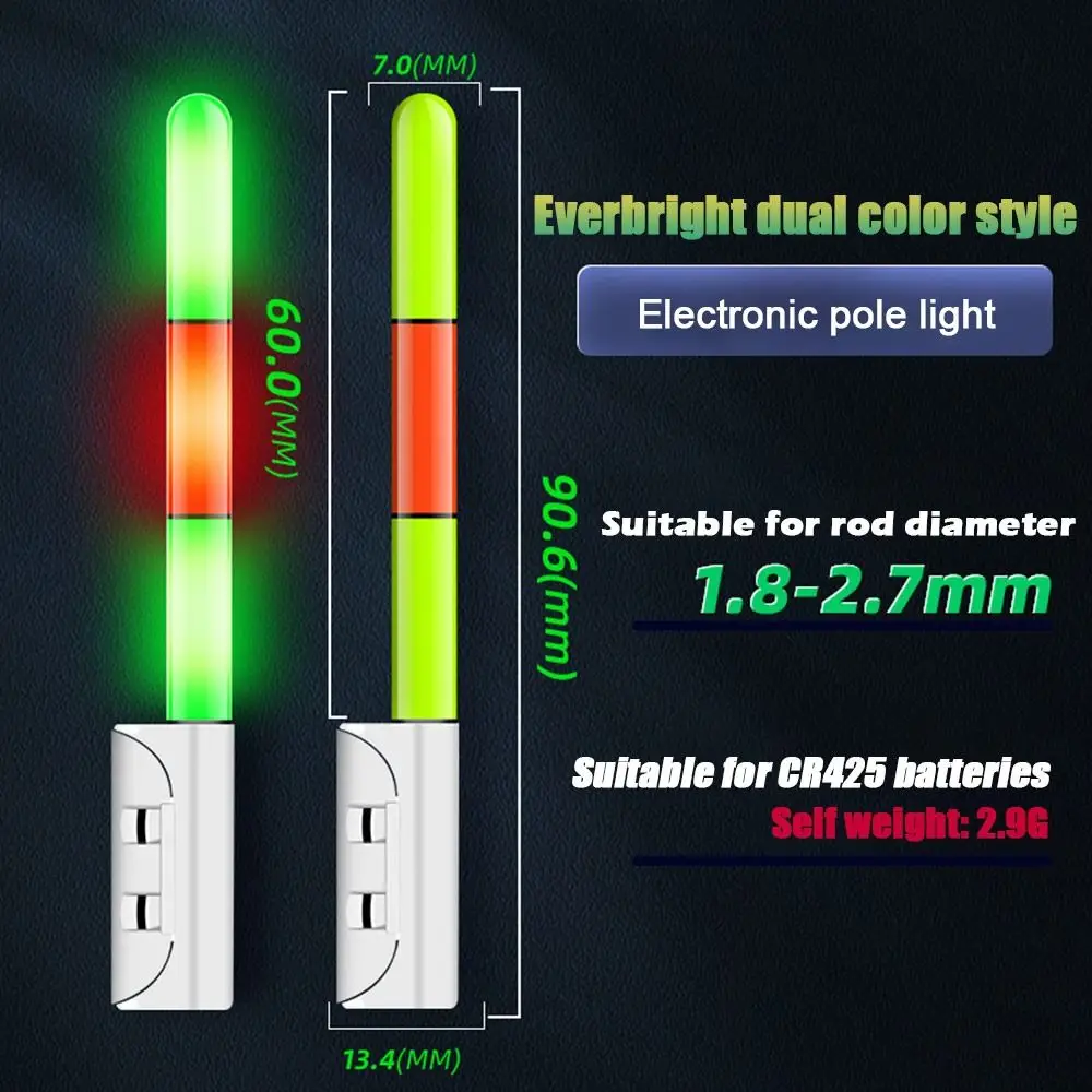 Flotador útil con batería 425, luz fluorescente oscura nocturna, alarma de mordida, barra luminosa, punta de caña de pescar - imagen 5