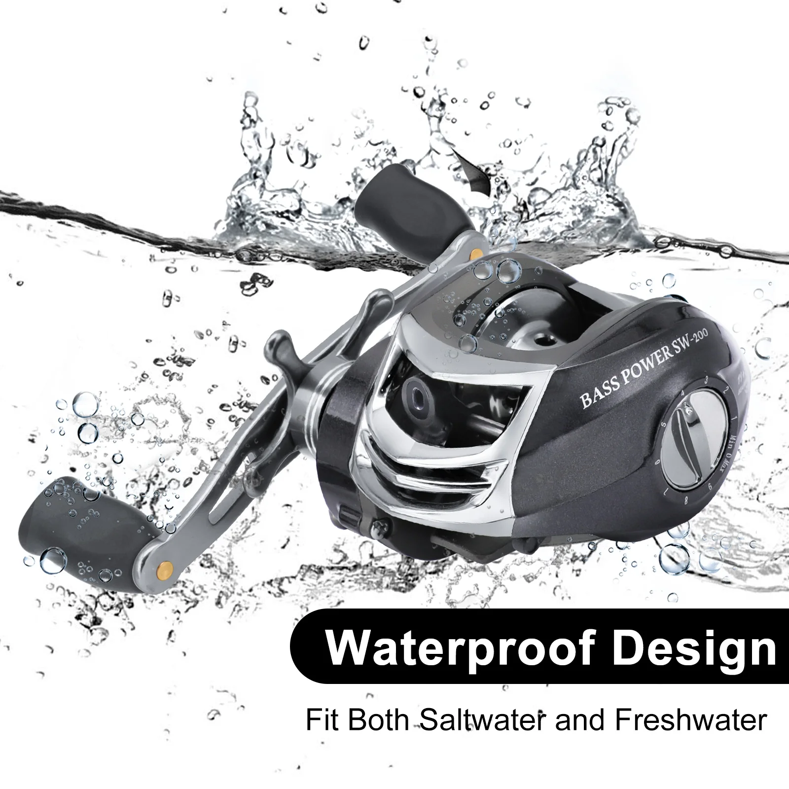 SANLIKE-sistema de freno doble de carrete de agua salada, color negro, 11BB + 1 rodamiento, relación de velocidad 6,3: 1, copa de línea de aluminio CNC, 5kg, fuerte fuerza de arrastre - imagen 4