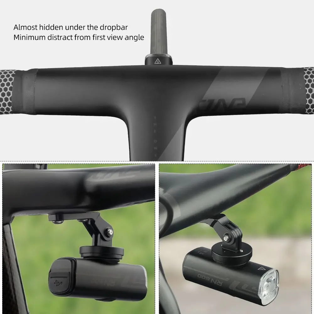 Manillar de bicicleta integrado debajo del soporte, 2 orificios preestablecidos, resistente para montaje de cámara GoPro, adaptador de extensión de aleación compacto - imagen 3