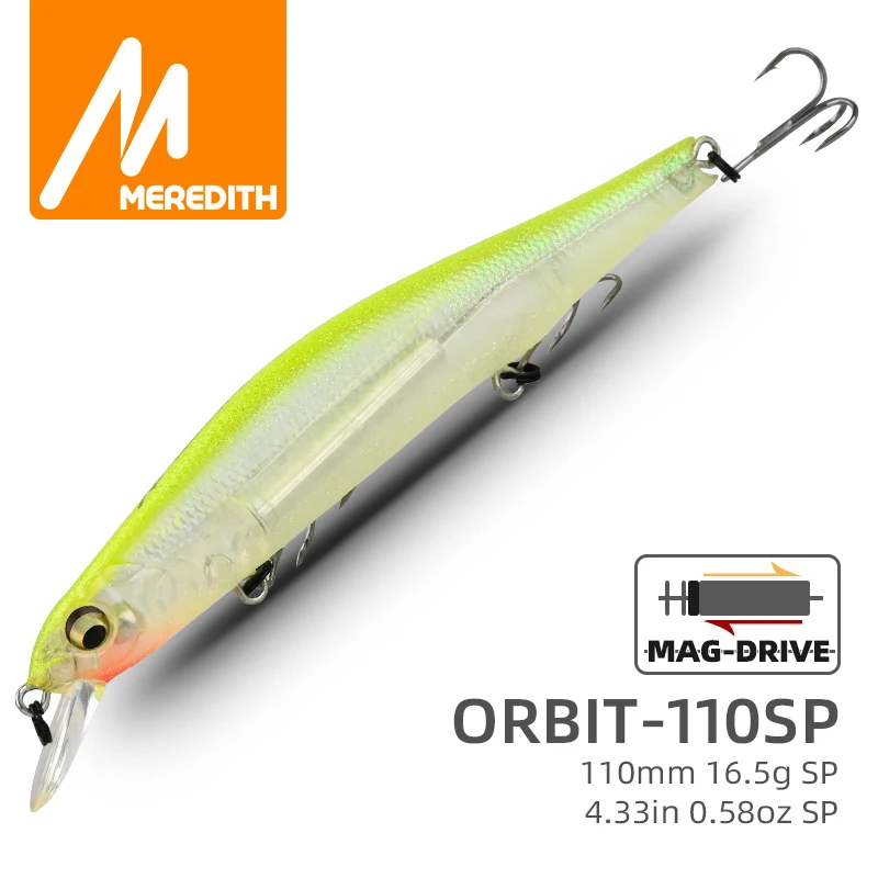 MEREDITH ORBIT-110SP sistema magnético Orbital Señuelos de Pesca superiores Minnow Wobbler calidad aparejos de pesca anzuelos para pesca