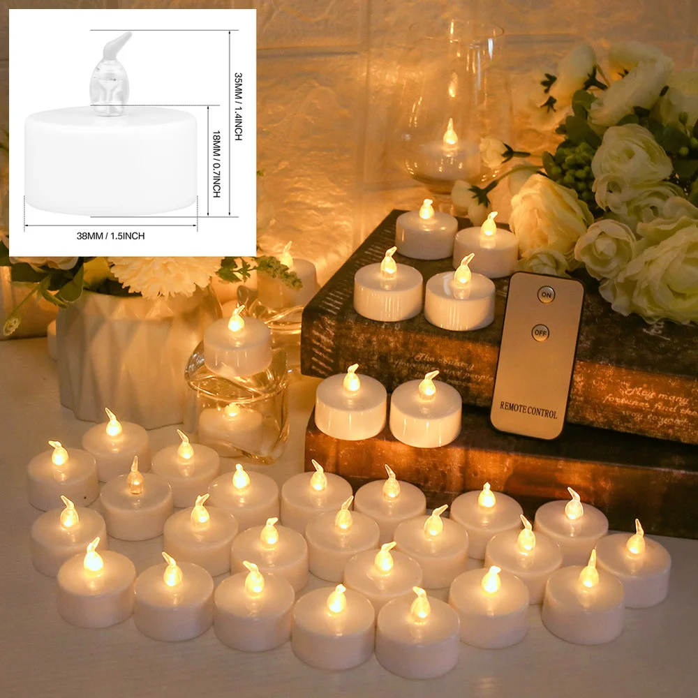 24 Uds. Velas LED parpadeantes, velas sin control remoto/control remoto sin llama con batería para decoraciones navideñas para el hogar y la boda - imagen 3