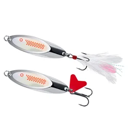 Señuelo de pesca con cuchara giratoria de Metal, cebo duro con gancho triple Flash, fundición larga para mar, lubina, bacalao, caballa, barco, 10g-42g