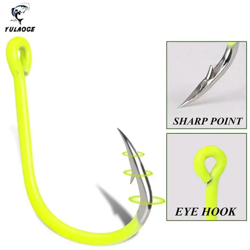 Juego de pesca pico torcido con anzuelo de pesca con púas anzuelo de pesca de acero rico en carbono accesorios para equipos de pesca de mar herramientas 100 Uds - imagen 5