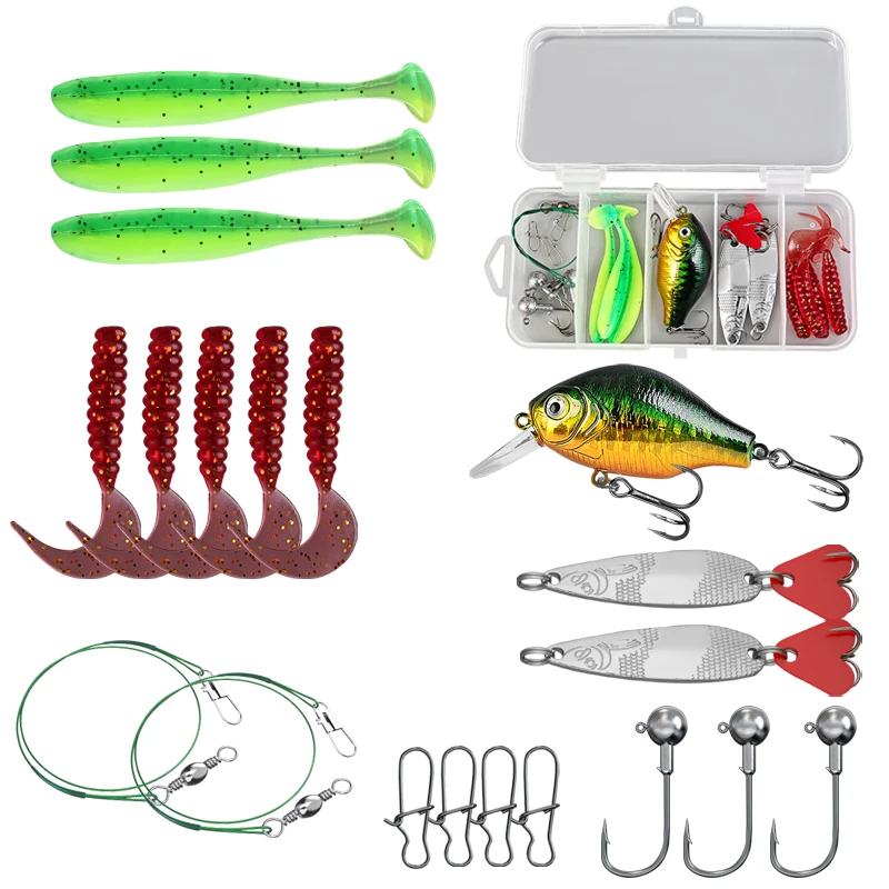 TAIYU 18/43/165/361/604 Uds Kit de Señuelos de Pesca juego de señuelos blandos y cebos duros plantilla de Metal accesorios de pesca de mar Wobblers artificiales - imagen 4