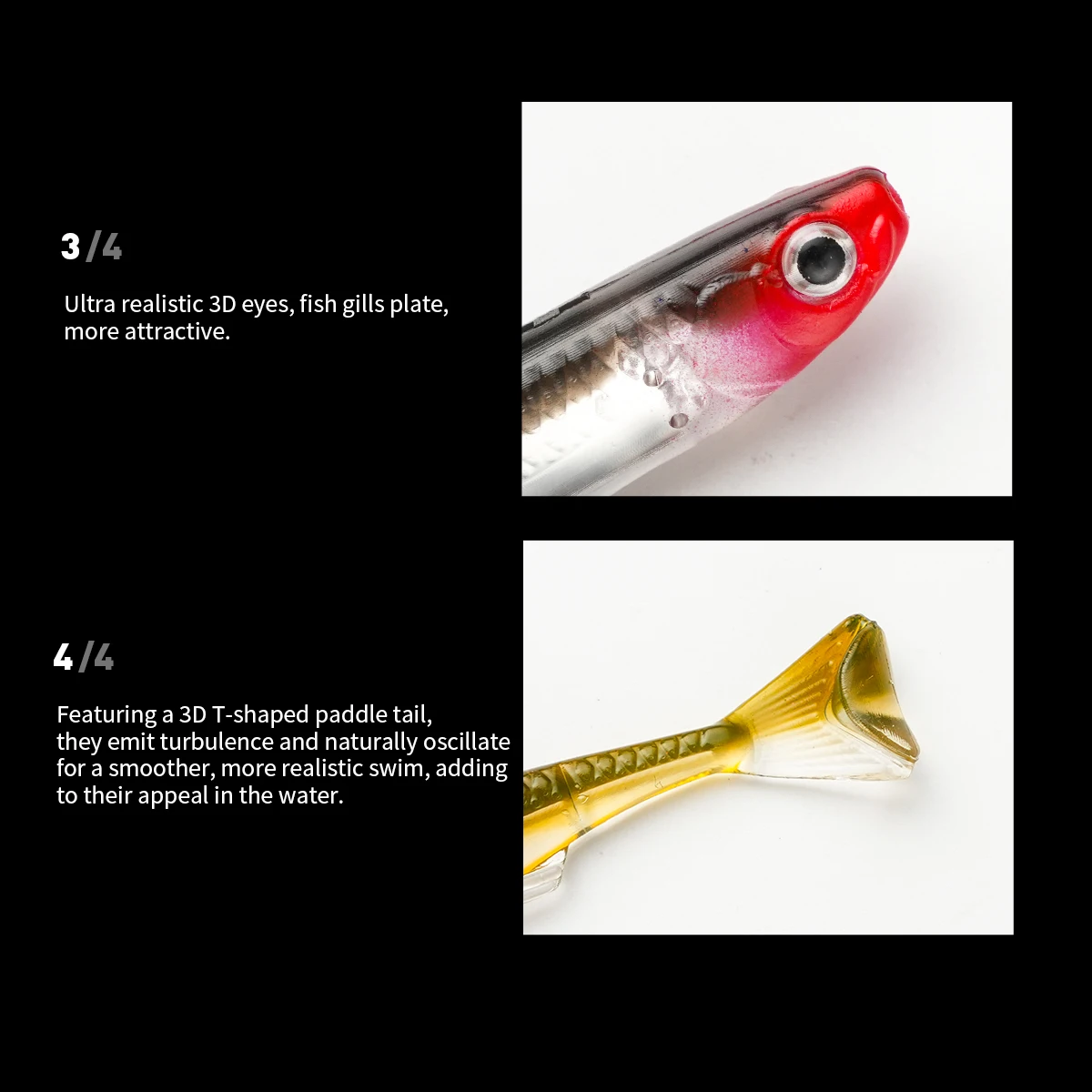 5 uds/pkt Shad 3 "plástico suave 8cm 3,2g señuelo Flash pez como cola en T aparejos de pesca blandos - imagen 5