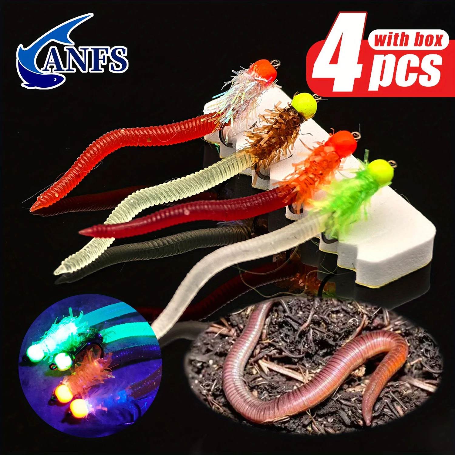 ANFS Moscas de pesca con vinilo para gusano - imagen 5