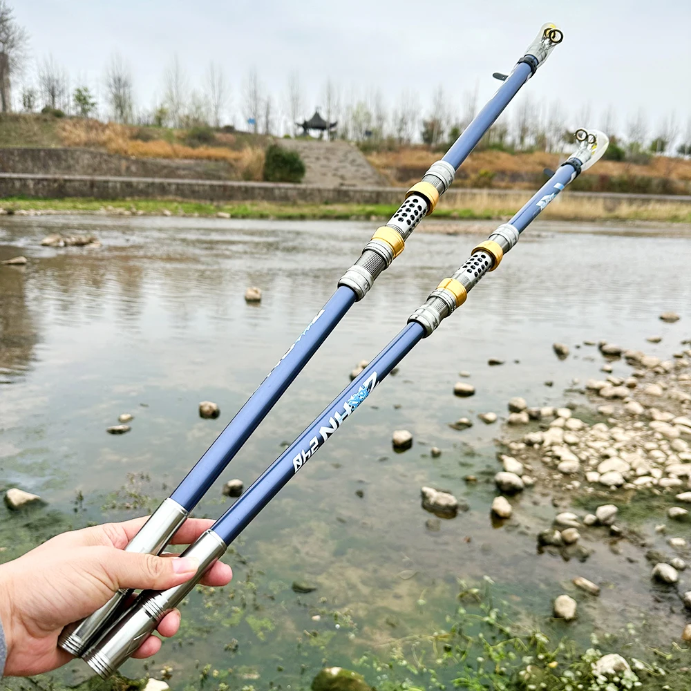 Cañas de pescar telescópicas súper duras, 2,1 M, 2,4 M, 2,7 M, 3,0 M, 3,6 M, cañas de pescar ultraligeras para carpa, caña alimentadora, aparejos de pesca con caña giratoria