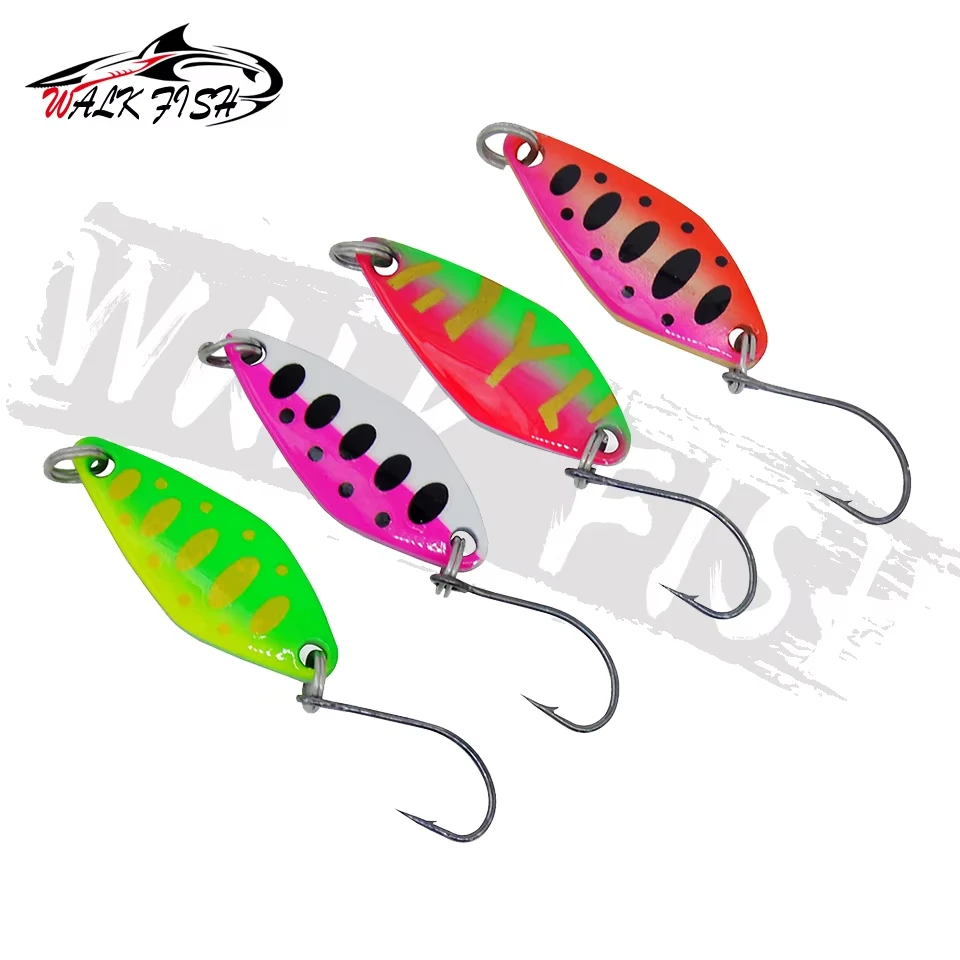 WALK FISH 1 Uds 3,6g 29mm cuchara cebo trucha señuelo Metal pintura colorida cobre Señuelos de Pesca artificiales trucha perca equipo de pesca - imagen 2