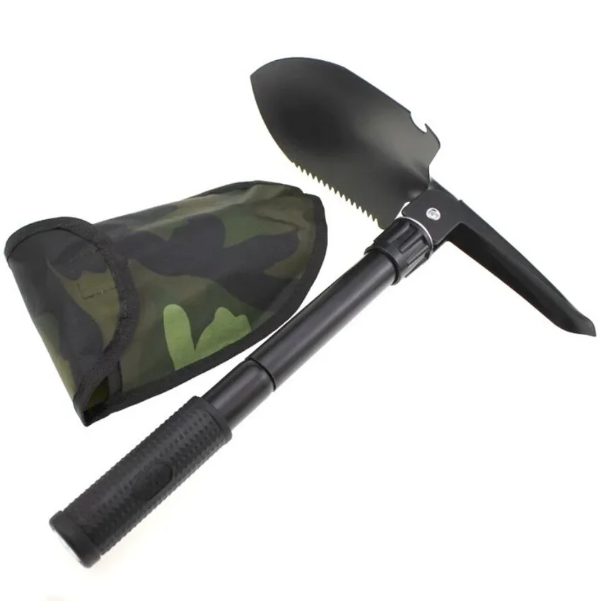 Pala de acampada al aire libre, Cuatro en Uno, multifuncional, de autodefensa, plegable, cuadrada - imagen 4