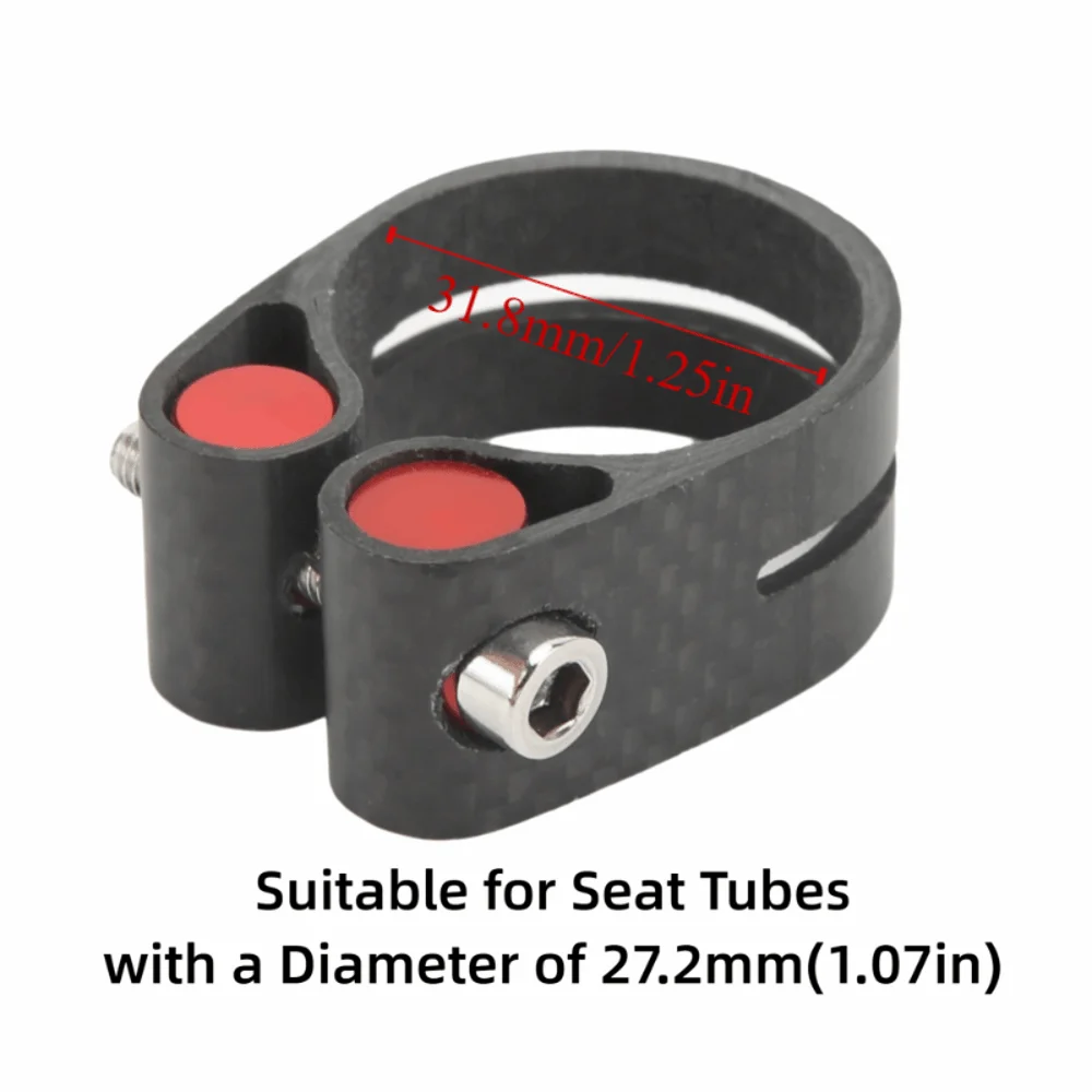 Abrazadera de Tija de Sillín de Bicicleta de Aleación de Aluminio, Ligera, Negra, de 31.8mm/34.9mm de Diámetro, para Tija de Sillín de Fibra de Carbono - imagen 4