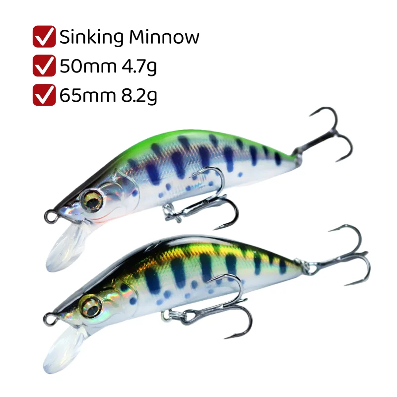 Swolfy, 1 unidad, 50mm, 4,7g, 65mm, 8,2g, Señuelos de Pesca Minnow, Wobblers artificiales, cebo duro, aparejos de pesca Jerkbait - imagen 4