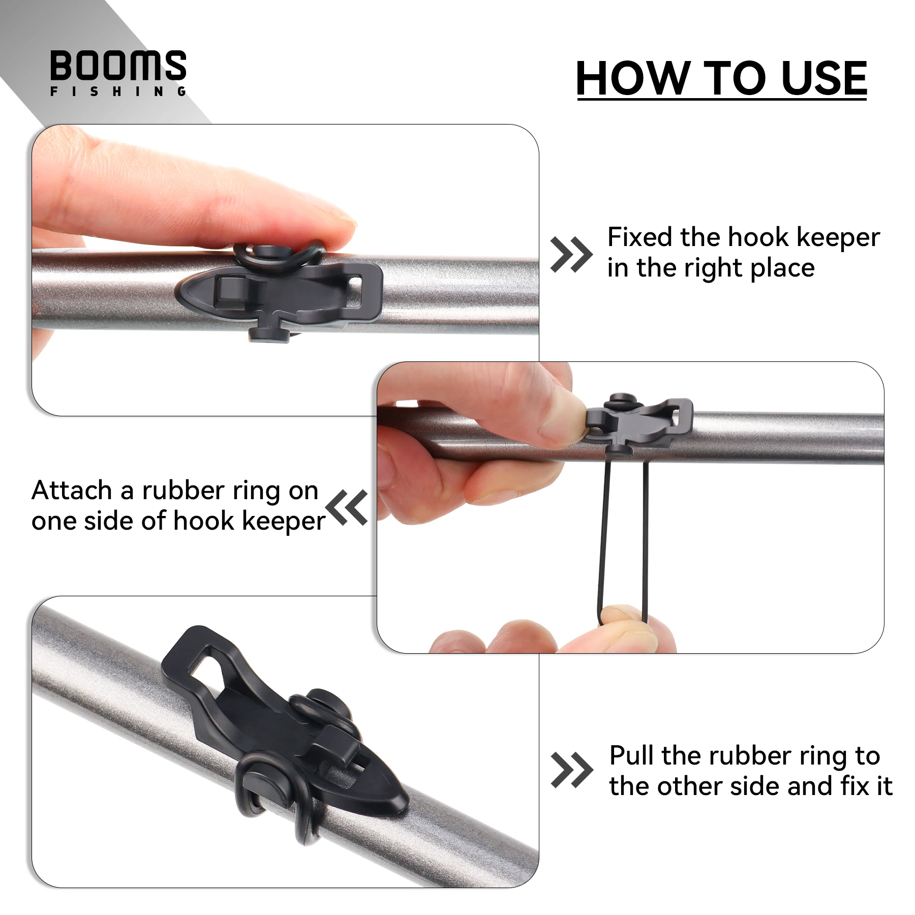 Booms Fishing HK1, 20 piezas, soporte para anzuelo, señuelos, anzuelos para cebo, mantenimiento seguro con 40 Uds. De anillos de goma, accesorios para Señuelos de Pesca - imagen 5