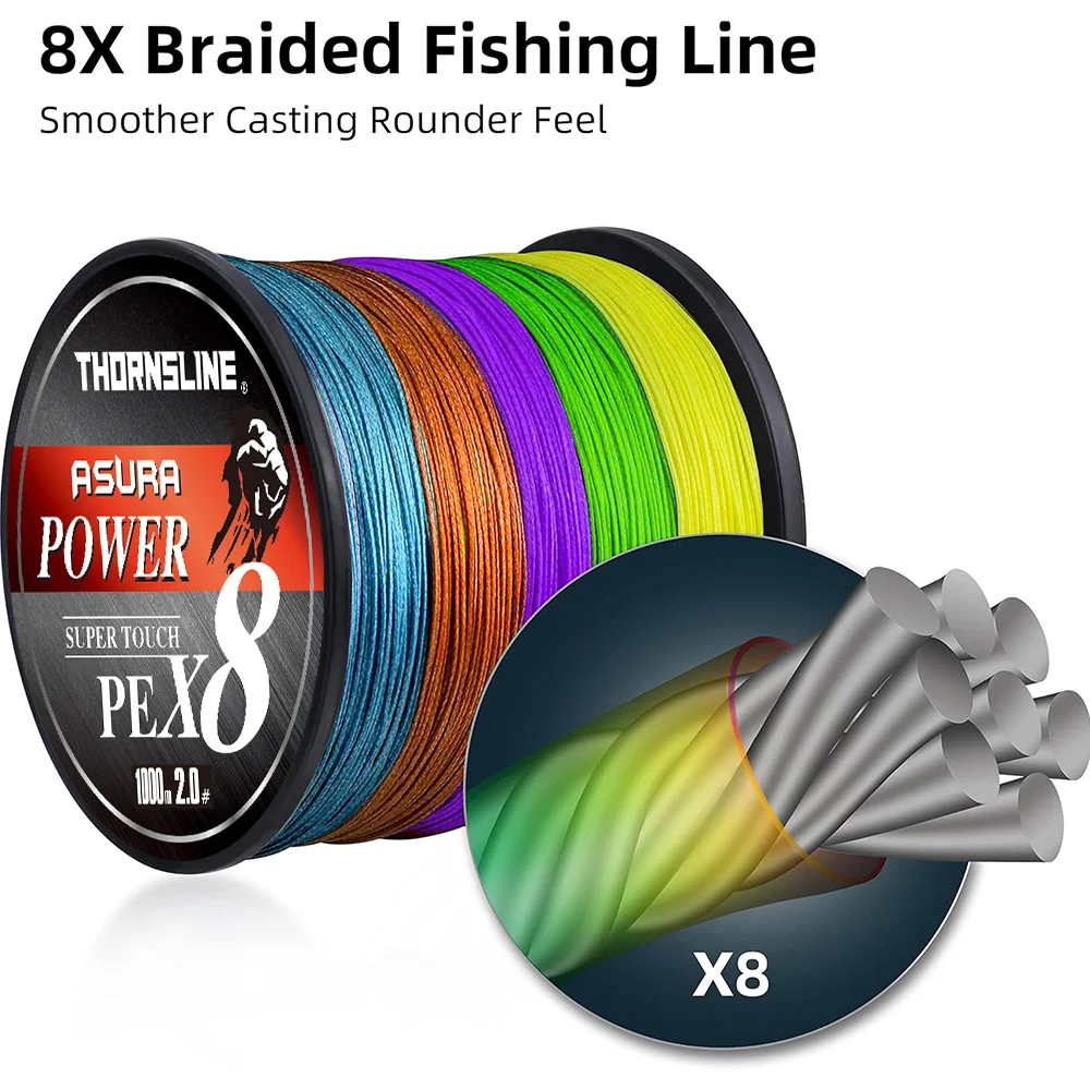 Thornsline-sedal de pesca trenzado de 8 hebras, 300m, 500m, 1000m, línea de pesca trenzada súper fuerte, multicolor, Japón, todo para peces y carpa - imagen 2