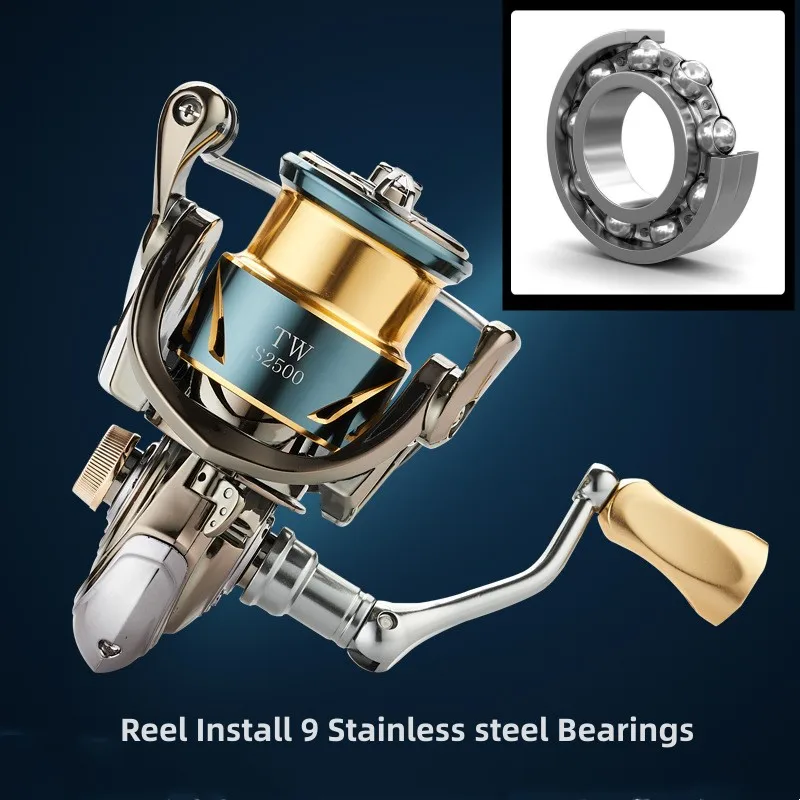 Carrete giratorio de trucha Mavllos Chaser, potencia de arrastre, relación de 15Kg 5,1: 1, carrete giratorio de lubina ultraligero y poco profundo, caña de pescar a presión - imagen 5