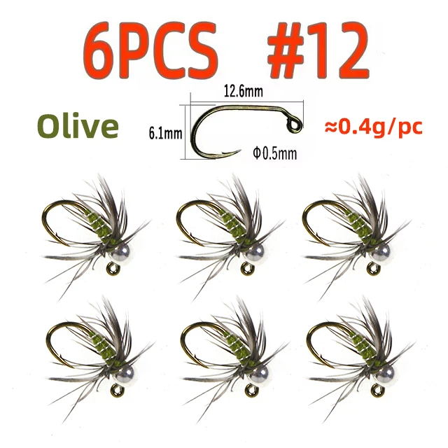 6pcs size 12 olive
