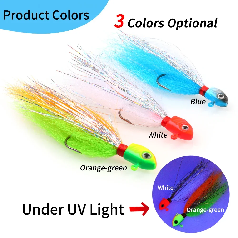 Anzuelo de pesca de hundimiento rápido, cebo Artificial con fibra intermitente, lubina, agua dulce y salada, 10g, 15g, 20g - imagen 5