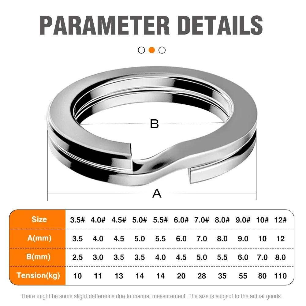 Conector de anillo dividido de acero inoxidable de 3,5-12mm, anillo dividido de Pesca, fuerza, doble círculo, broche redondo, accesorios de Pesca - imagen 2