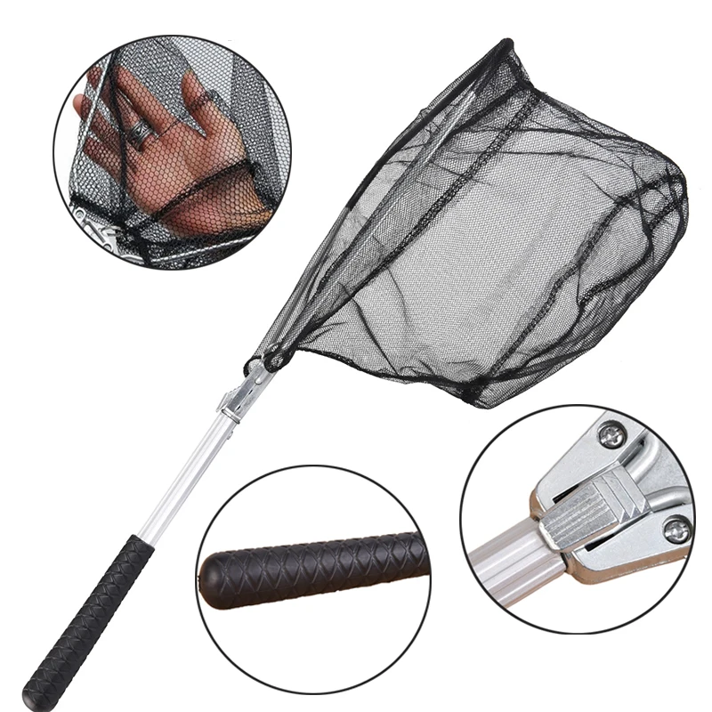 Mini red de aterrizaje de Pesca plegable portátil con poste telescópico, longitud cerrada de 30cm, diseño compacto para Pesca de sal/agua dulce - imagen 4