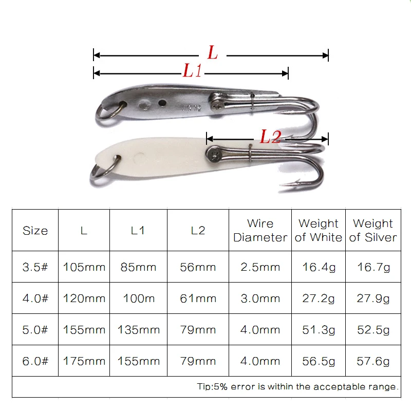 DORISEA Señuelo de pesca en el mar, anzuelo doble de acero inoxidable, estado impreso para caballa, atún, tiburón 3,5 #   4.0 #   5.0 #   6.0 # - imagen 5