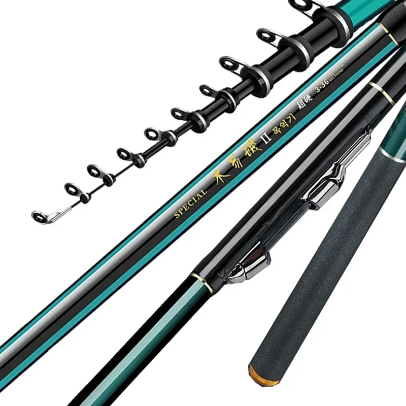 Caña de surfcasting telescópica de carbono ultraligera para mar