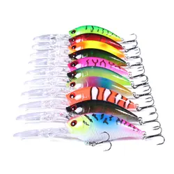 Wobbler crankbait rígido para lubina, anzuelo triple y láser